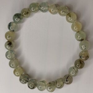 Prehnite stone 8mm round bead bracelet #3